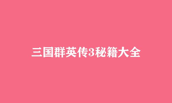 三国群英传3秘籍大全