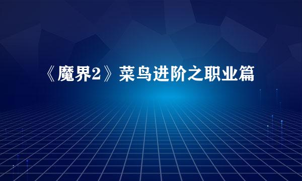 《魔界2》菜鸟进阶之职业篇