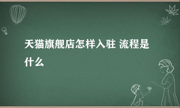 天猫旗舰店怎样入驻 流程是什么