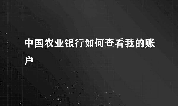 中国农业银行如何查看我的账户
