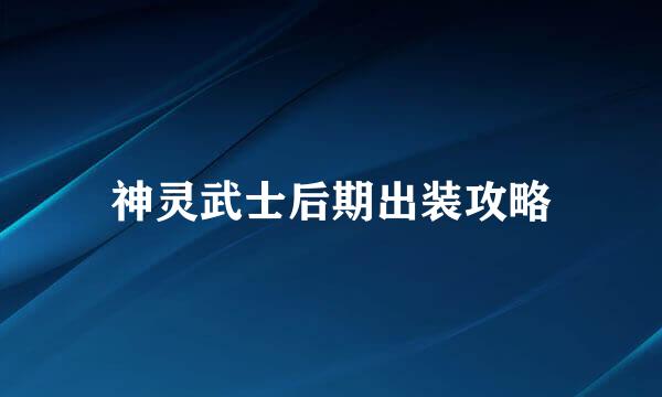 神灵武士后期出装攻略