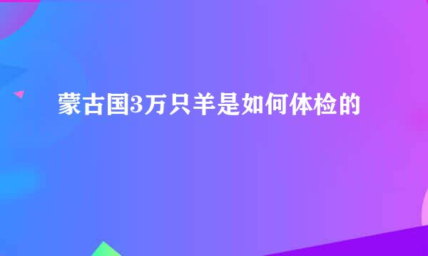 蒙古国3万只羊是如何体检的