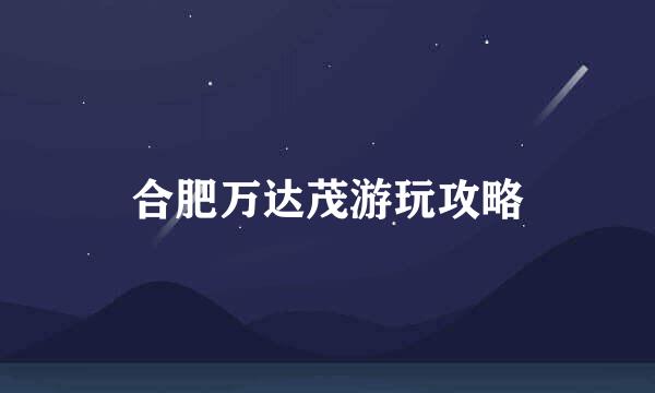 合肥万达茂游玩攻略