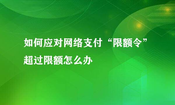 如何应对网络支付“限额令”超过限额怎么办
