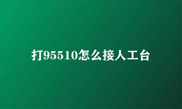 打95510怎么接人工台