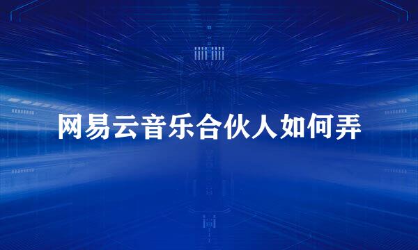 网易云音乐合伙人如何弄