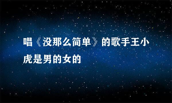 唱《没那么简单》的歌手王小虎是男的女的