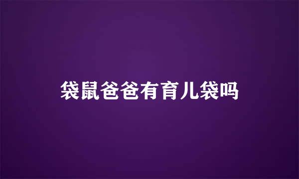 袋鼠爸爸有育儿袋吗