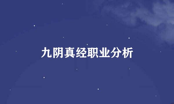 九阴真经职业分析