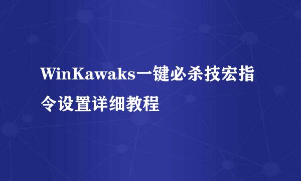 WinKawaks一键必杀技宏指令设置详细教程