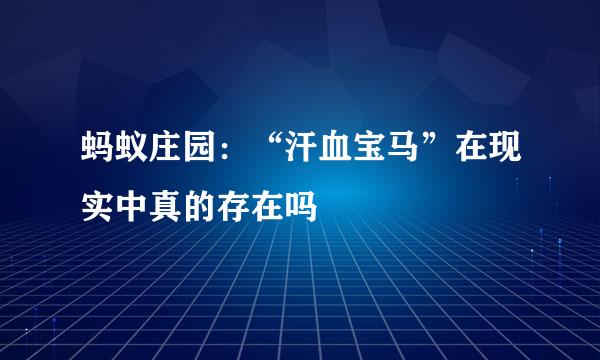 蚂蚁庄园：“汗血宝马”在现实中真的存在吗