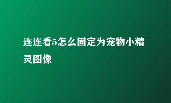 连连看5怎么固定为宠物小精灵图像