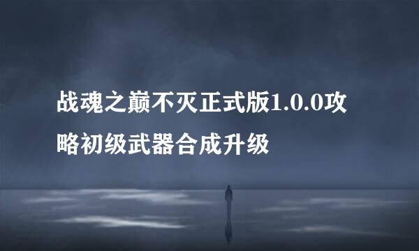 战魂之巅不灭正式版1.0.0攻略初级武器合成升级