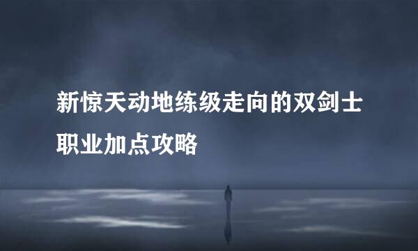 新惊天动地练级走向的双剑士职业加点攻略