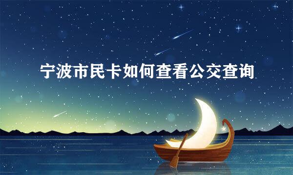 宁波市民卡如何查看公交查询