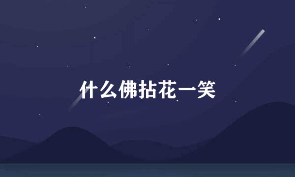 什么佛拈花一笑