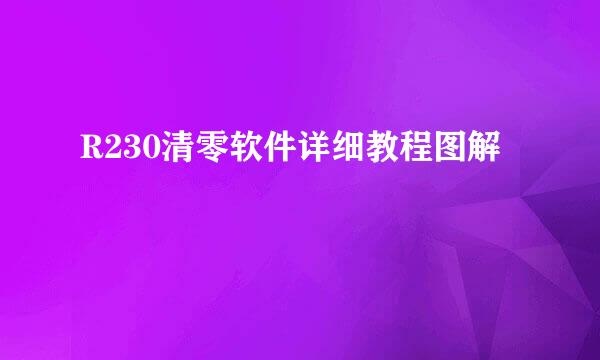 R230清零软件详细教程图解