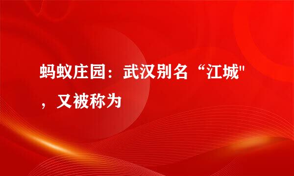蚂蚁庄园：武汉别名“江城