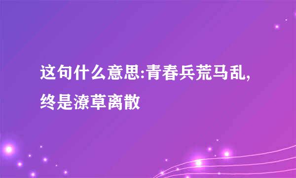 这句什么意思:青春兵荒马乱,终是潦草离散