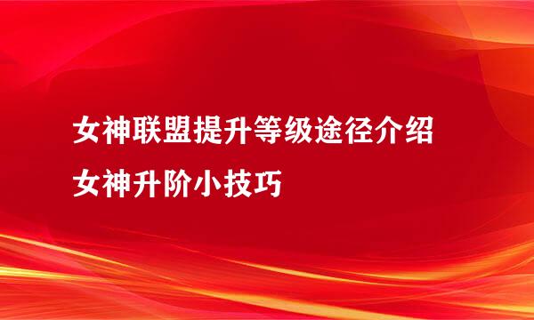 女神联盟提升等级途径介绍 女神升阶小技巧