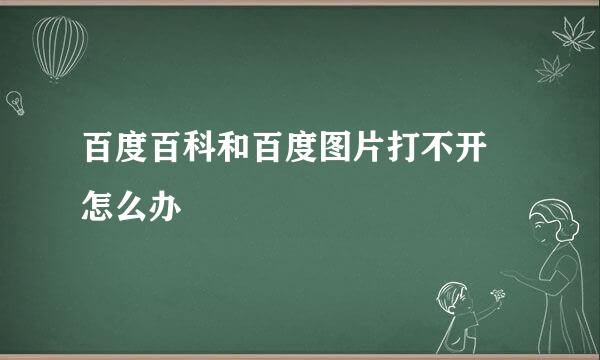 百度百科和百度图片打不开 怎么办