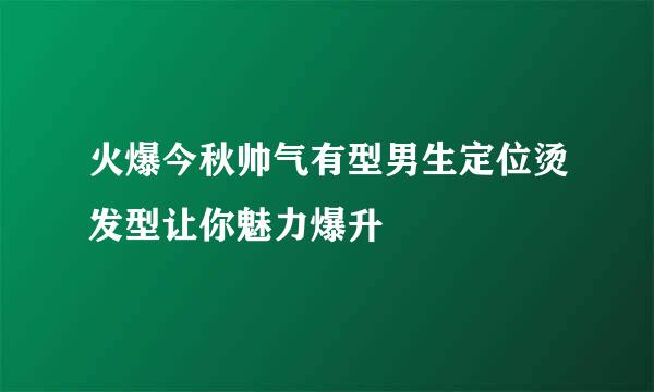 火爆今秋帅气有型男生定位烫发型让你魅力爆升