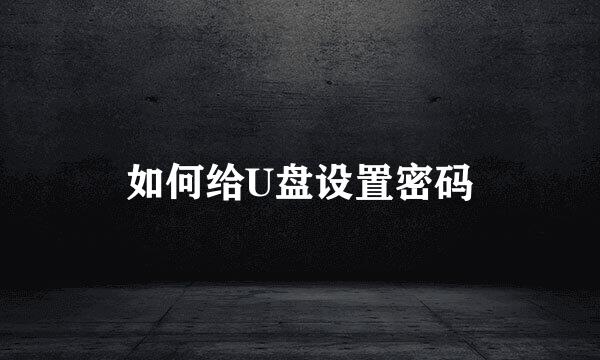 如何给U盘设置密码