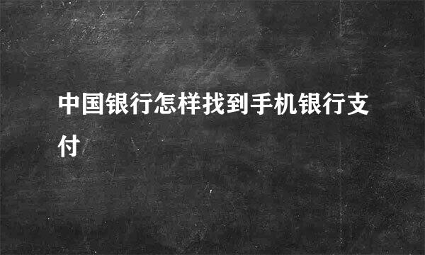 中国银行怎样找到手机银行支付