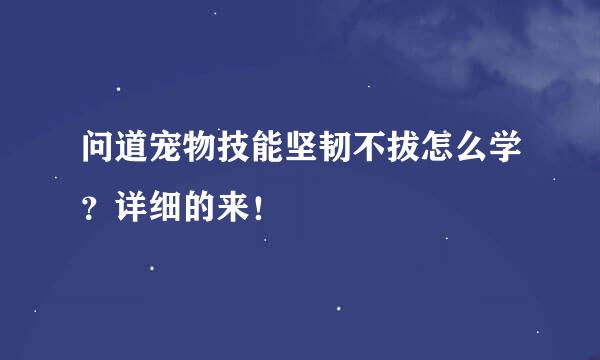 问道宠物技能坚韧不拔怎么学？详细的来！