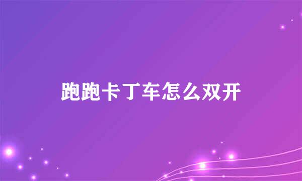 跑跑卡丁车怎么双开
