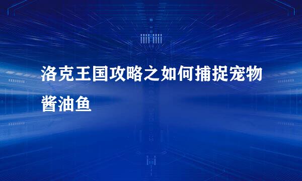 洛克王国攻略之如何捕捉宠物酱油鱼
