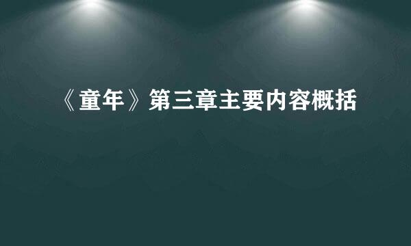 《童年》第三章主要内容概括