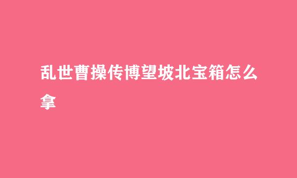 乱世曹操传博望坡北宝箱怎么拿