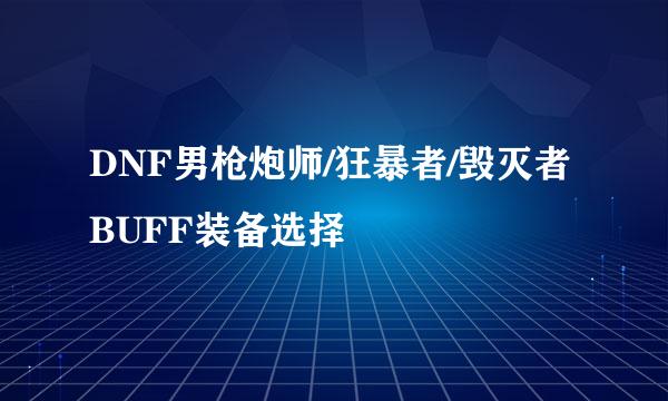 DNF男枪炮师/狂暴者/毁灭者BUFF装备选择