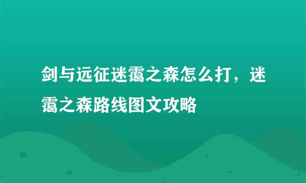 剑与远征迷霭之森怎么打，迷霭之森路线图文攻略