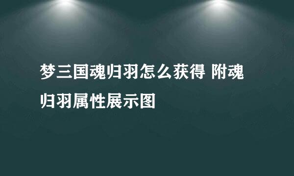 梦三国魂归羽怎么获得 附魂归羽属性展示图