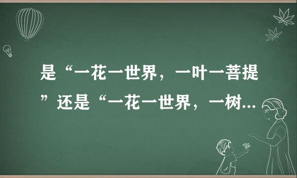 是“一花一世界，一叶一菩提”还是“一花一世界，一树一菩提”