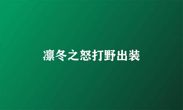 凛冬之怒打野出装