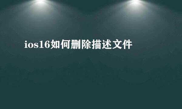 ios16如何删除描述文件