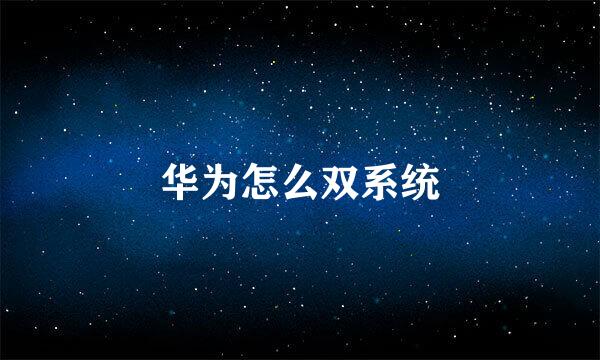 华为怎么双系统