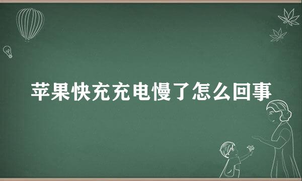 苹果快充充电慢了怎么回事