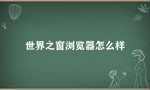 世界之窗浏览器怎么样