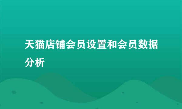 天猫店铺会员设置和会员数据分析