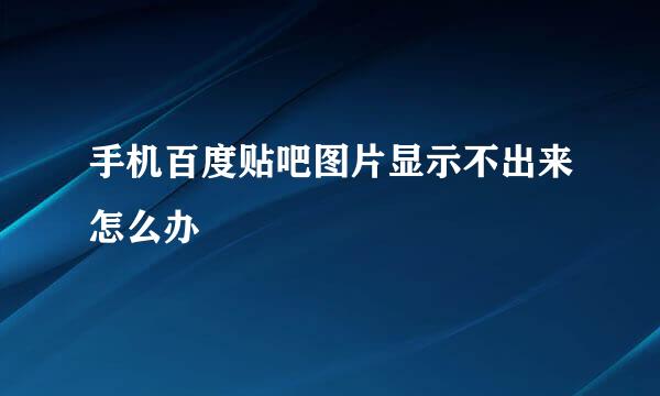 手机百度贴吧图片显示不出来怎么办
