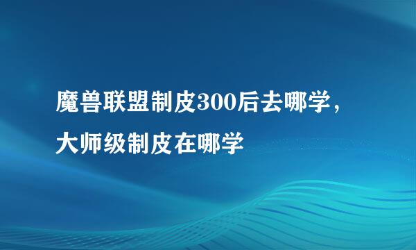 魔兽联盟制皮300后去哪学，大师级制皮在哪学