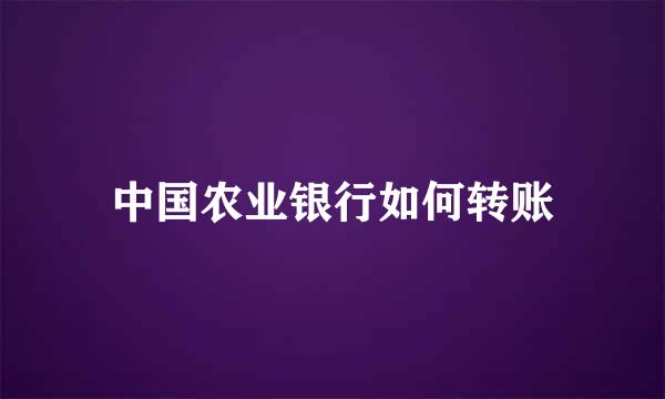 中国农业银行如何转账