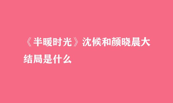 《半暖时光》沈候和颜晓晨大结局是什么