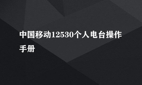 中国移动12530个人电台操作手册