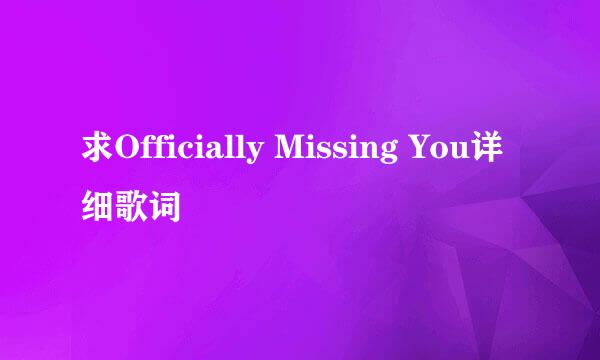 求Officially Missing You详细歌词