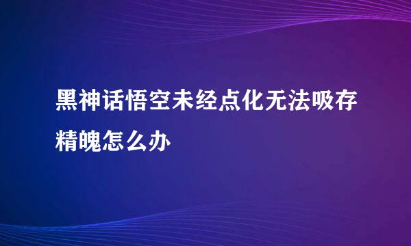 黑神话悟空未经点化无法吸存精魄怎么办